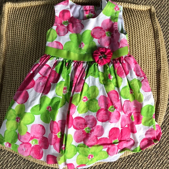 lime green and pink dress